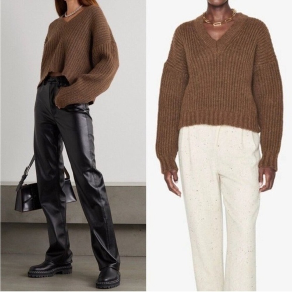 ANINE BING Marlowe V Neck Sweater Alpaca Wool